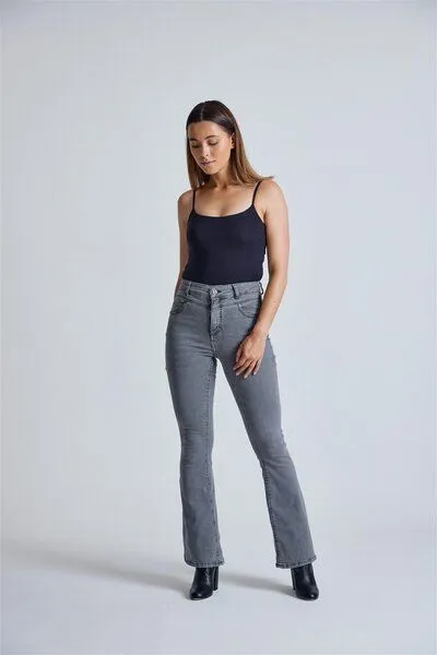 Flax and Loom Flax and Loom Schlaghose Skinny Fit Modell: Mavis, Silver (grau), – Produktbild 7 von 8
