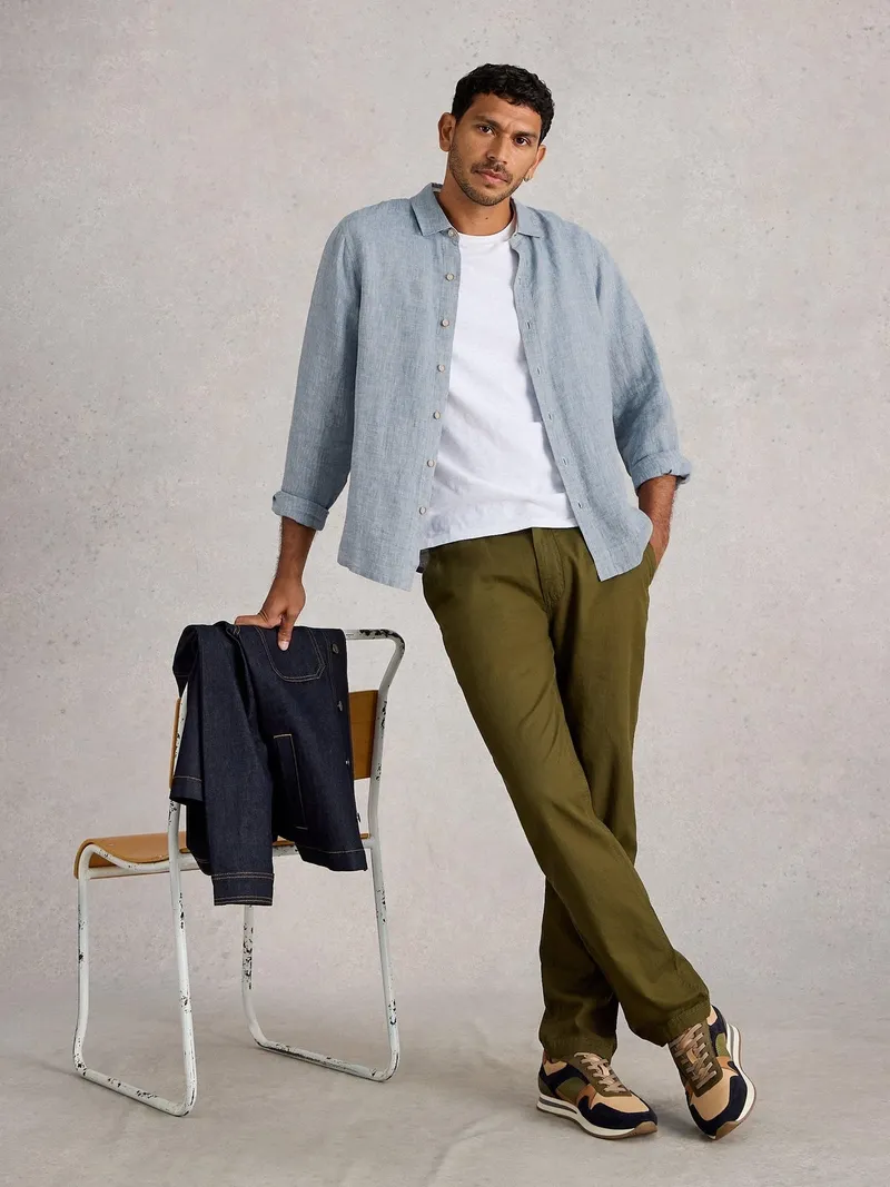 White Stuff Leinenhemd Keswick Langarm - XL, Chambray blau, – Produktbild 2 von 4