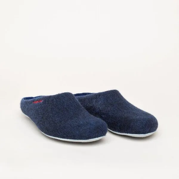 Magicfelt Magicfelt Filz-Hausschuh AP 701 aus 100% Merino-Wolle Pantoffeln für Damen & Herren mit Ledersohle, Dunkel-blau, – Produktbild 1 von 4