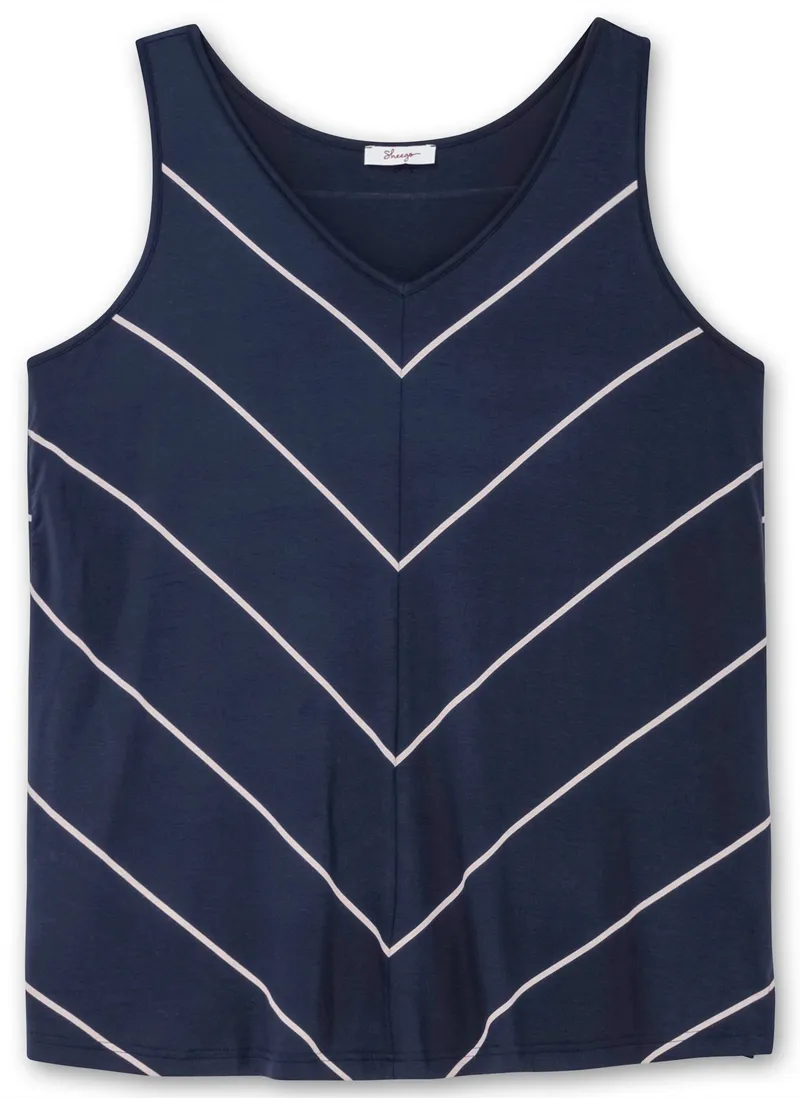 sheego Longtop, Tiefblau-gestreift, – Produktbild 1 von 2