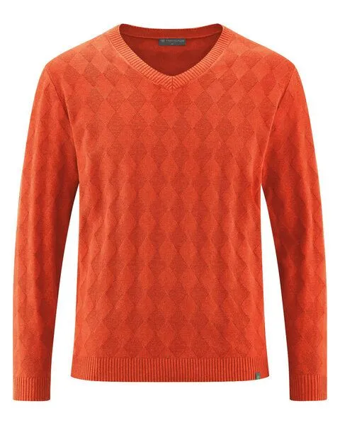 HempAge HempAge Herren Herren Pullover V-Ausschnitt Hanf Bio Baumwolle, Brick, – Produktbild 2 von 3