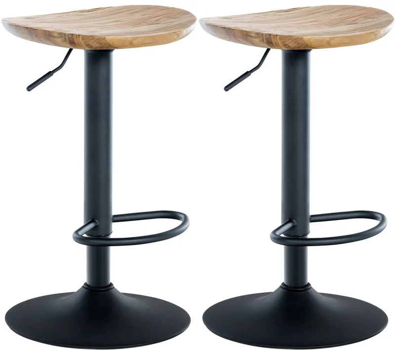 CLP CLP Barhocker Skelde (Set, 2er), höhenverstellbar, Massivholz-Sitz, Beige, – Produktbild 1 von 5