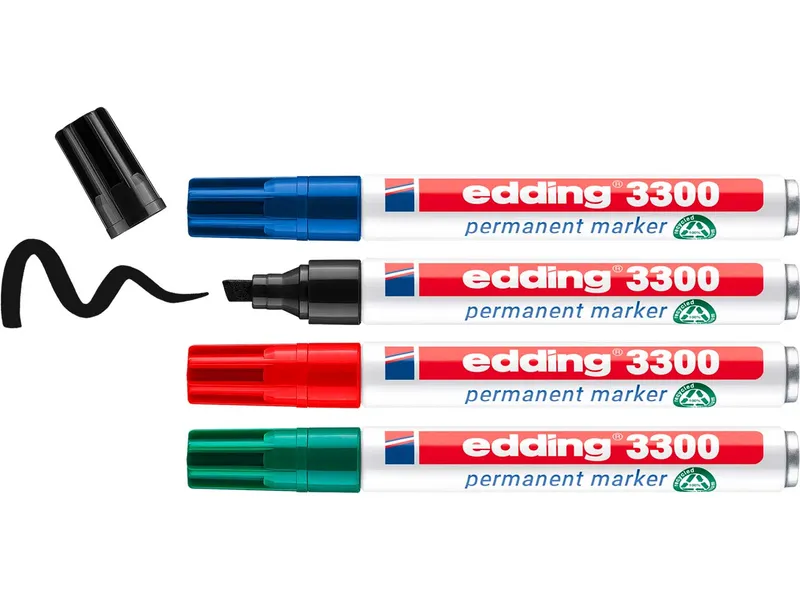 Edding 4er Set edding Permanentmarker "3300" farbig sortiert – Produktbild 2 von 4