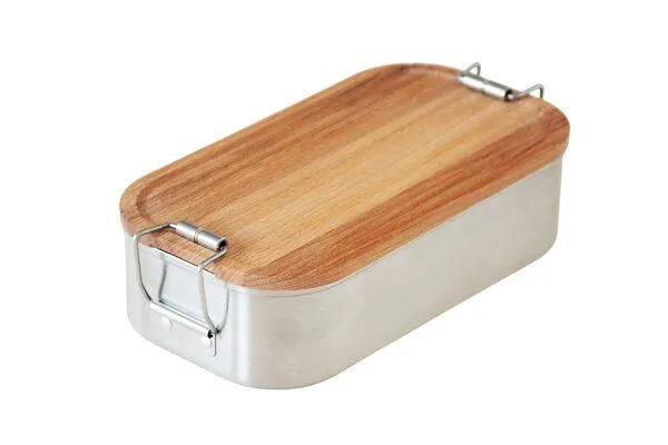 Cameleon Pack Cameleon Pack EDELSTAHL Lunchbox mit Deckel und Trennsteg aus heimischem Buchen Holz – Produktbild 2 von 4