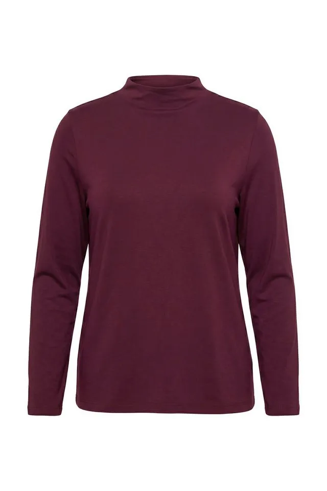Ulla Popken Longsleeve Shirt Slim Stehkragen Langarm, Lila, – Produktbild 3 von 4