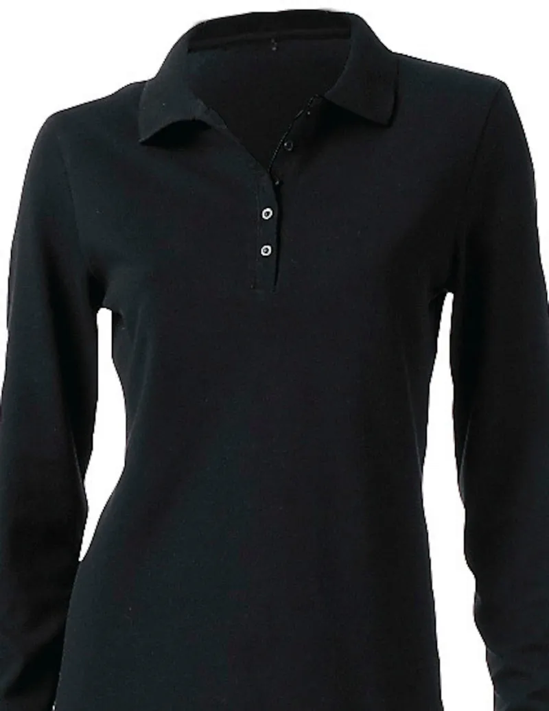 heine Langarm-Poloshirt schwarz, Schwarz, – Produktbild 1 von 3
