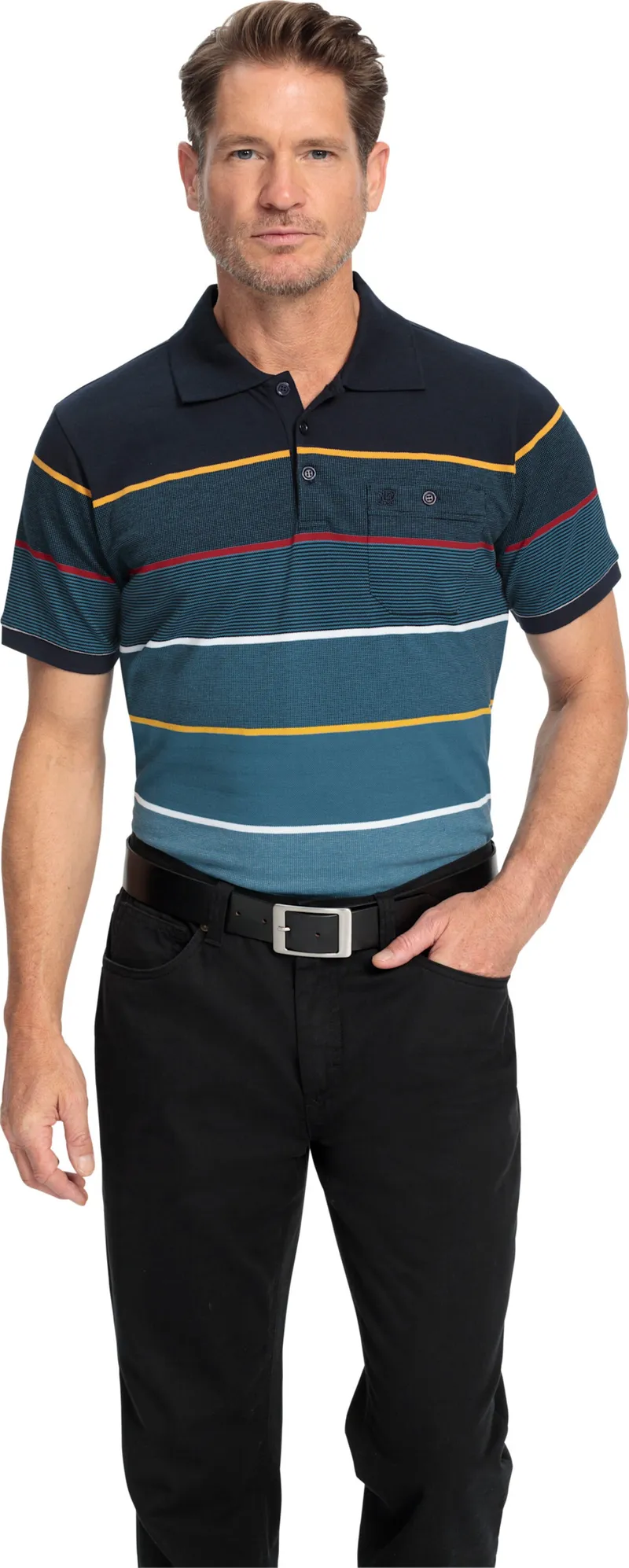 marco donati Kurzarmshirt marine-topas-gestreift, Marine-topas-gestreift, – Produktbild 2 von 2