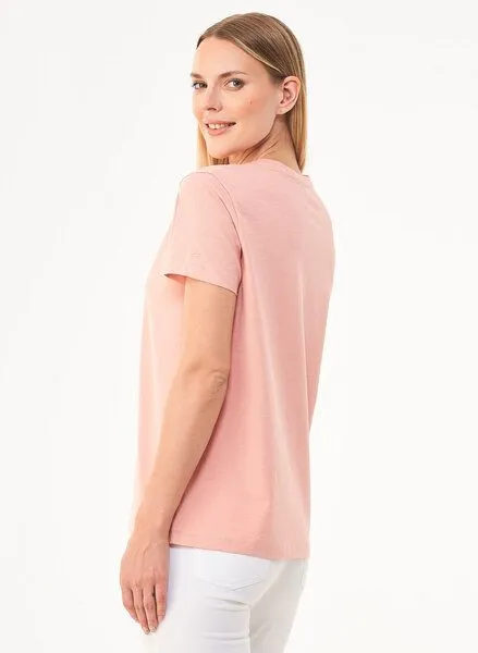 ORGANICATION ORGANICATION Damen Basic T-Shirt aus Bio-Baumwolle, Pink(salmon pink), – Produktbild 4 von 4