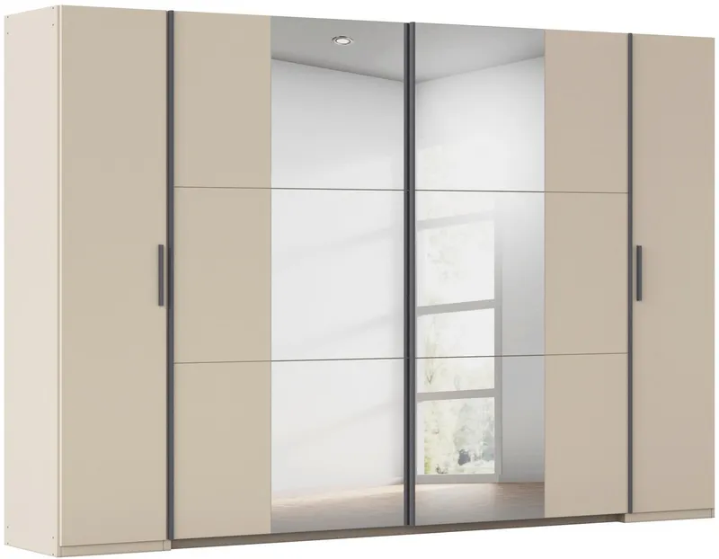 Rauch Rauch Schwebetürenschrank Kleiderschrank Drehtürenschrank Schrank Garderobe KRONACH (in 3 Ausstattungen BASIC/CLASSIC/PREMIUM, Breiten 225/268/311/354 cm) Kombischrank optional mit 1 oder 2 Spiegel viele Böden MADE IN GERMANY, Beige|grau, – Produktbild 2 von 6