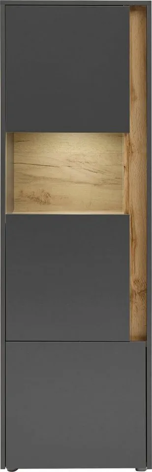 Home affaire Vitrine City/Giron, moderner Hochschrank, Glasvitrine zeitlos, modern, ausreichend Stauraum, vielseitig einsetzbar, Grau, – Produktbild 3 von 5