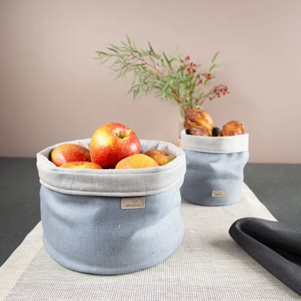 nahtur-design nahtur-design Brotkorb, Obstkorb oder Utensilo aus Bioleinen, Hellblau, – Produktbild 3 von 4