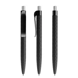prodir prodir® Druckkugelschreiber QS01 Soft Touch PRP Push, blaue Mine, schwarz/silber satiniert – Produktbild 1 von 1