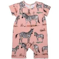Walkiddy Baby Kurzarm-Strampler GOTS-zertifiziert aus Bio-Baumwolle rosa mit Zebra-Motiv – Walkiddy – Produktbild 1 von 1