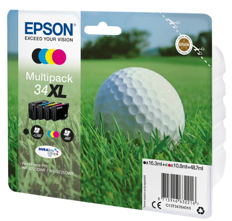 Epson Epson 4er Set Tintenpatronen T3476/ 34XL schwarz, cyan, magenta, gelb – Produktbild 1 von 3