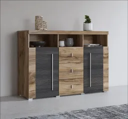 OTTO home Sideboard Roger,Breite 132cm, stilvolle Schrank, 2 Holztüren 3 Schubladen, Kommode mit viel Stauraum, Einlegeböden verstellbar – Produktbild 1 von 1