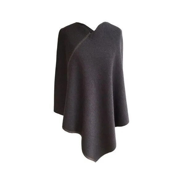 austriandesign.at austriandesign.at DreieckPoncho reversibel dünn aus extrafeiner Merinowolle, Blaubraun/braun, – Produktbild 1 von 4