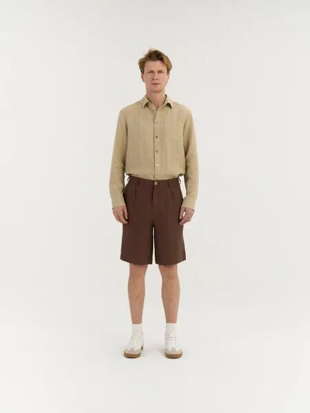 AmourLinen AmourLinen Bundfalten-Leinenshorts für Herren MARCO, Kakao (braun), – Produktbild 1 von 1