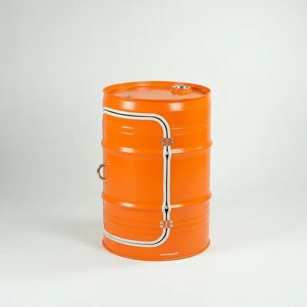 Lockengelöt Lockengelöt Minibar mit Tür aus einem kleinen Ölfass, Orange (ral2004), – Produktbild 3 von 4