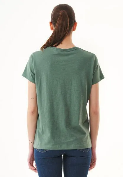 ORGANICATION ORGANICATION Damen Basic T-Shirt aus Bio-Baumwolle, Grün(green tea), – Produktbild 4 von 4
