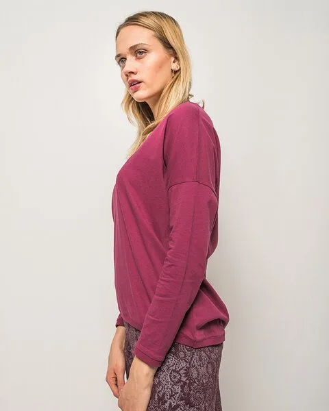 Alma & Lovis Alma & Lovis Oversized Langarmshirt aus Bio-Baumwolle | Loose Shirt, Fuchsia, – Produktbild 2 von 4
