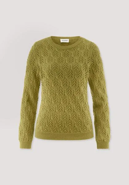 hessnatur hessnatur Strick Pullover Regular aus Bio-Baumwolle und Wolle, Sommermoos, – Produktbild 4 von 4