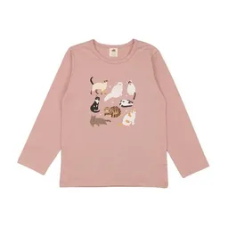 Walkiddy Kinder Langarmshirt GOTS zertifiziert – Bio-Baumwolle, Rosa mit Katzenmotiv, weich & bequem, alltagstauglich, gut kombinierbar | Walkiddy – Produktbild 1 von 1
