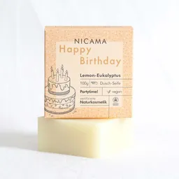 NICAMA NICAMA Happy Birthday Geburtstags-Seife - Lemon-Eukalyptus - plastikfrei, vegan, bio - Perfektes Geschenk – Produktbild 1 von 1