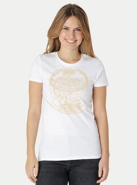 Peaces.bio - handbedruckte Biomode Peaces.bio - handbedruckte Biomode Bio-Damen-T-Shirt "Weltenesche", Weiss, – Produktbild 2 von 2