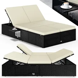 Casaria® Casaria® Polyrattan Gartenliege 200x115x33cm – Produktbild 1 von 1