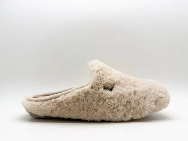 thies Hausschuh "thies ® Rec Fluffy Slipper" aus rec. PES, Beige, – Produktbild 2 von 4