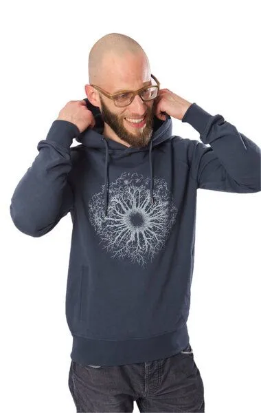 Life-Tree Life-Tree Hoodie aus Biobaumwolle Fairwear "WoodenIris" in Burgund Rot, Blau, – Produktbild 4 von 8