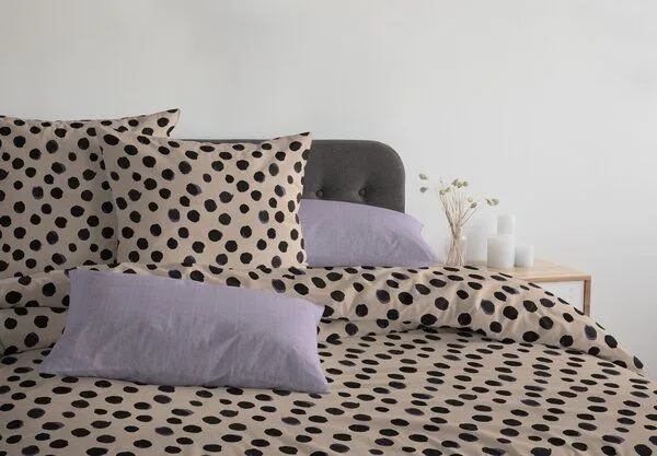 Nature by Adam Nature by Adam Bettwäsche 2tlg aus Leinen und Bio-Baumwolle - Made in Germany - Dots, Lila, – Produktbild 3 von 4
