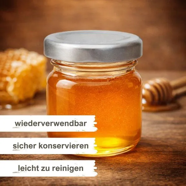 mikken mikken 10 kleine Einmachgläser 40 ml mit Schraubdeckel, Silber, – Produktbild 2 von 4