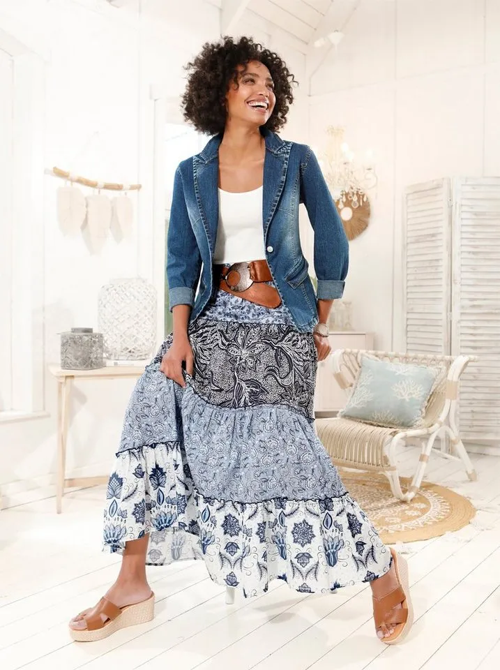 heine heine Blusenblazer Jeansblazer Langarm, Blau, – Produktbild 3 von 4