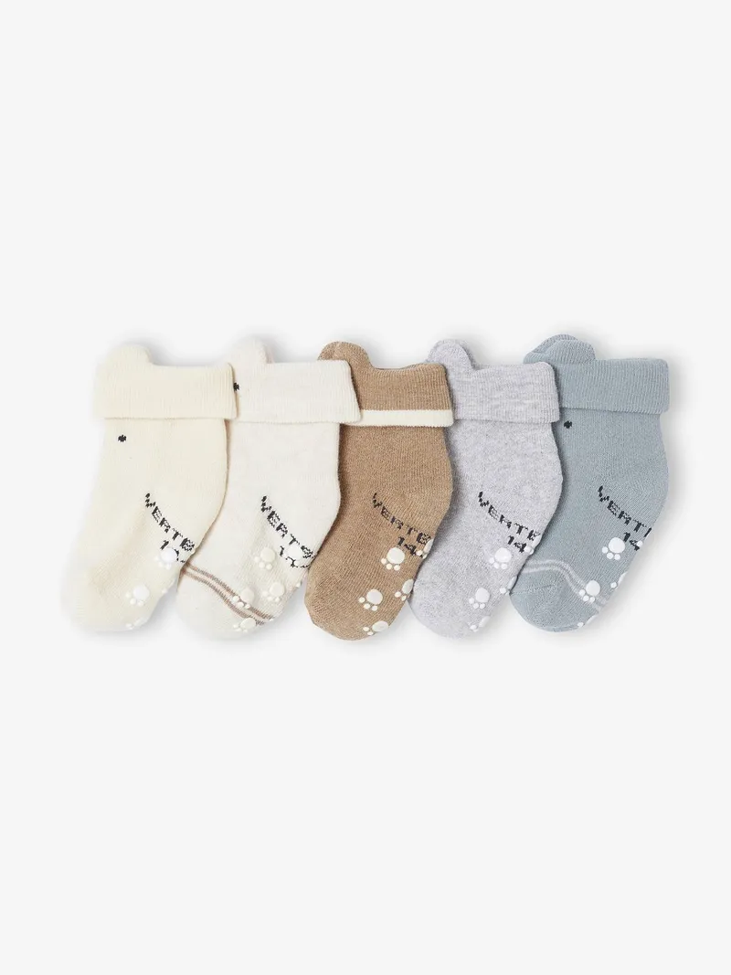 Vertbaudet 5er-Pack rutschfeste Baby Ftee-Socken, Beige, – Produktbild 2 von 3