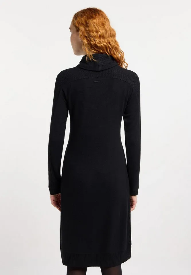 ragwear ragwear Strickkleid PEONA Label-Applikation am Saum für den unverkennbaren ragwear-Look, Schwarz, – Produktbild 3 von 5