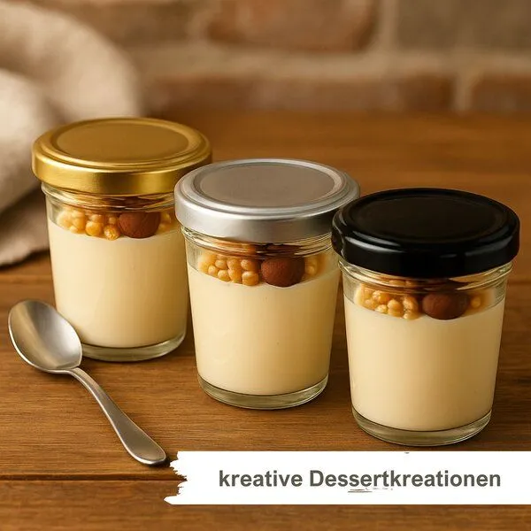 mikken mikken 20 kleine Dessertgläser 65ml – Einmachgläser mit Schraubdeckel, Gold, – Produktbild 2 von 3