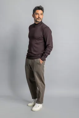 DIRTS DIRTS Herren vegan Strickpullover Mit Stehkragen Espressobraun – Produktbild 1 von 1