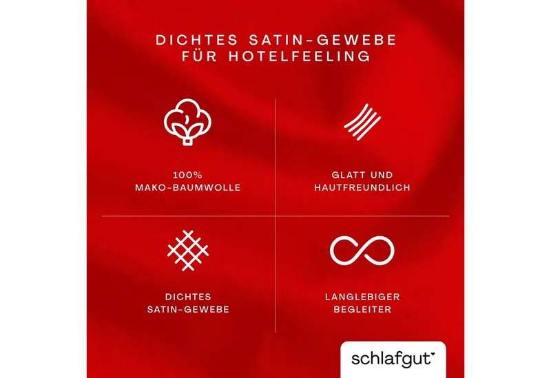 Schlafgut Schlafgut Kissenbezug Premium Kissenhülle Woven Satin, 100% Baumwolle, (1 Stück), Ton-in-Ton Reißverschluss, Fadendichte von 300tc, Uni, OEKO Tex, Rot, – Produktbild 3 von 5