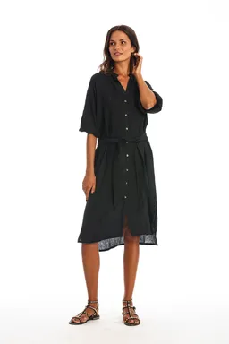 RAVENS VIEW IBIZA RAVENS VIEW IBIZA Damen vegan Hemdkleid Mei Schwarz – Produktbild 1 von 1