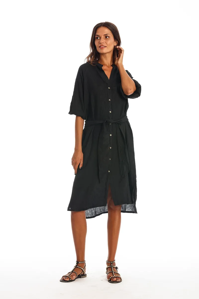 RAVENS VIEW IBIZA RAVENS VIEW IBIZA Damen vegan Hemdkleid Mei Schwarz, Schwarz, – Produktbild 1 von 1