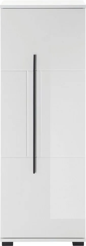 Home affaire Midischrank Cantara, Badschrank in Hochglanz Weiß, Schrank im modernen Design mit schwarzen Griffen, ausreichend Stauraum, Weiß, – Produktbild 7 von 8