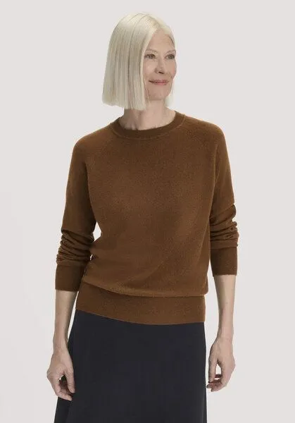 hessnatur hessnatur Strick Pullover Relaxed aus Cashmere mit Recycling-Anteil, Bernsteinbraun, – Produktbild 1 von 4