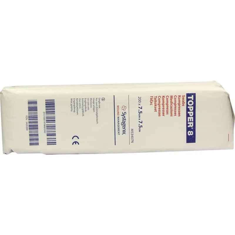 Solventum Germany TOPPER 8 Kompr.7,5x7,5 cm unsteril 200 St Kompressen – Produktbild 1 von 1