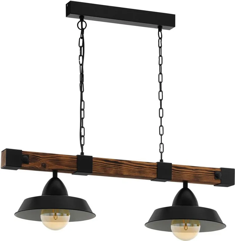 EGLO EGLO Hängeleuchte OLDBURY, ohne Leuchtmittel, Vintage Pendelleuchte, E27, 86 cm, FSC zertifiziert, Braun, – Produktbild 2 von 5