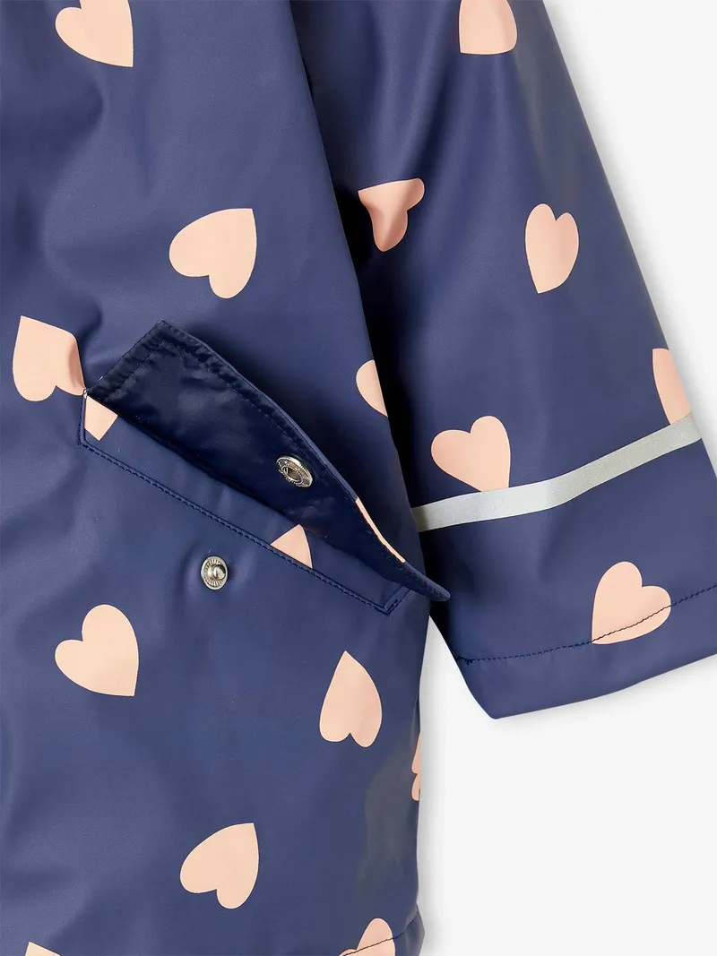 Vertbaudet Warme Regenjacke mit Teddyfleece-Futter Mädchen, Indigo-blau, – Produktbild 4 von 4