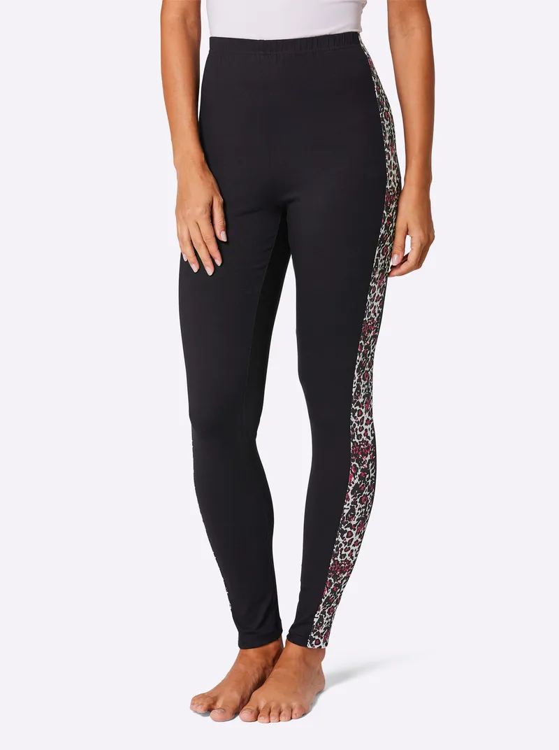 feel good Leggings magenta-schwarz-bedruckt, Magenta-schwarz-bedruckt, – Produktbild 2 von 3