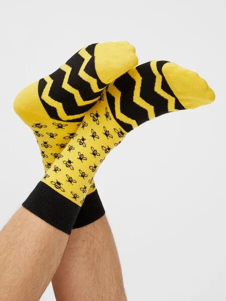 Natural Vibes Natural Vibes Bees Socken Bio GOTS | Bunte Socken | Herren Damen Socken | Funny Socks – Produktbild 1 von 4