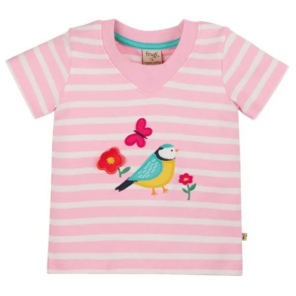 Frugi Frugi T-Shirt Blaumeise rosa-weiss Easy On Tee – Produktbild 1 von 3