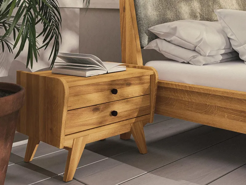 allnatura Nachttisch "Lasala" | H43xB55xT39 cm, Kernbuche, – Produktbild 2 von 2